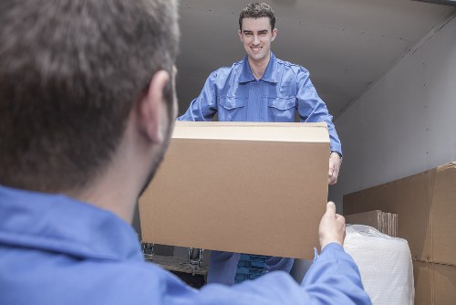 Moving van and packed boxes for home moves in Dartford