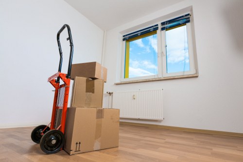 Professional team packing office furniture and equipment